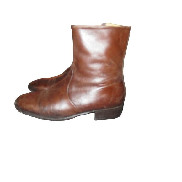 MORESCHI ITALY Genuine Italian Leather Boots in black size 8.5 Full zip Vintage - Picture 1 of 12
